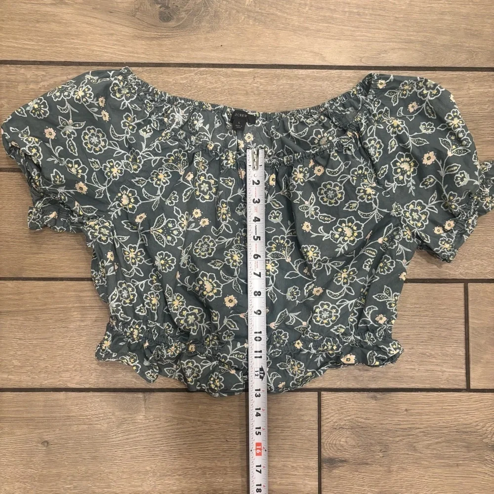 J.Crew Gathered Scoopneck Top Large Vintage Vines Floral Blouse